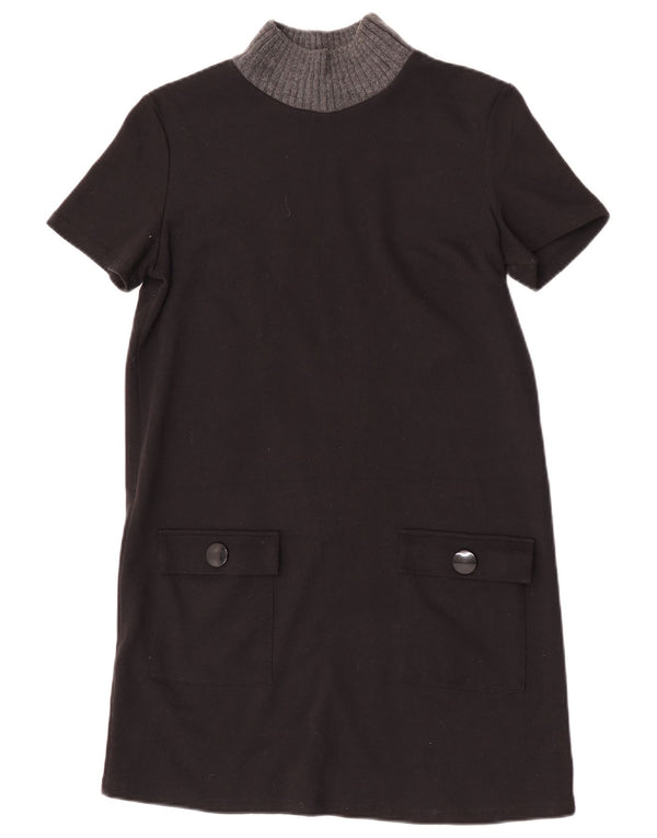 Zara Womens Trafaluc Shift Dress UK 12 Medium Black Colourblock Polyester