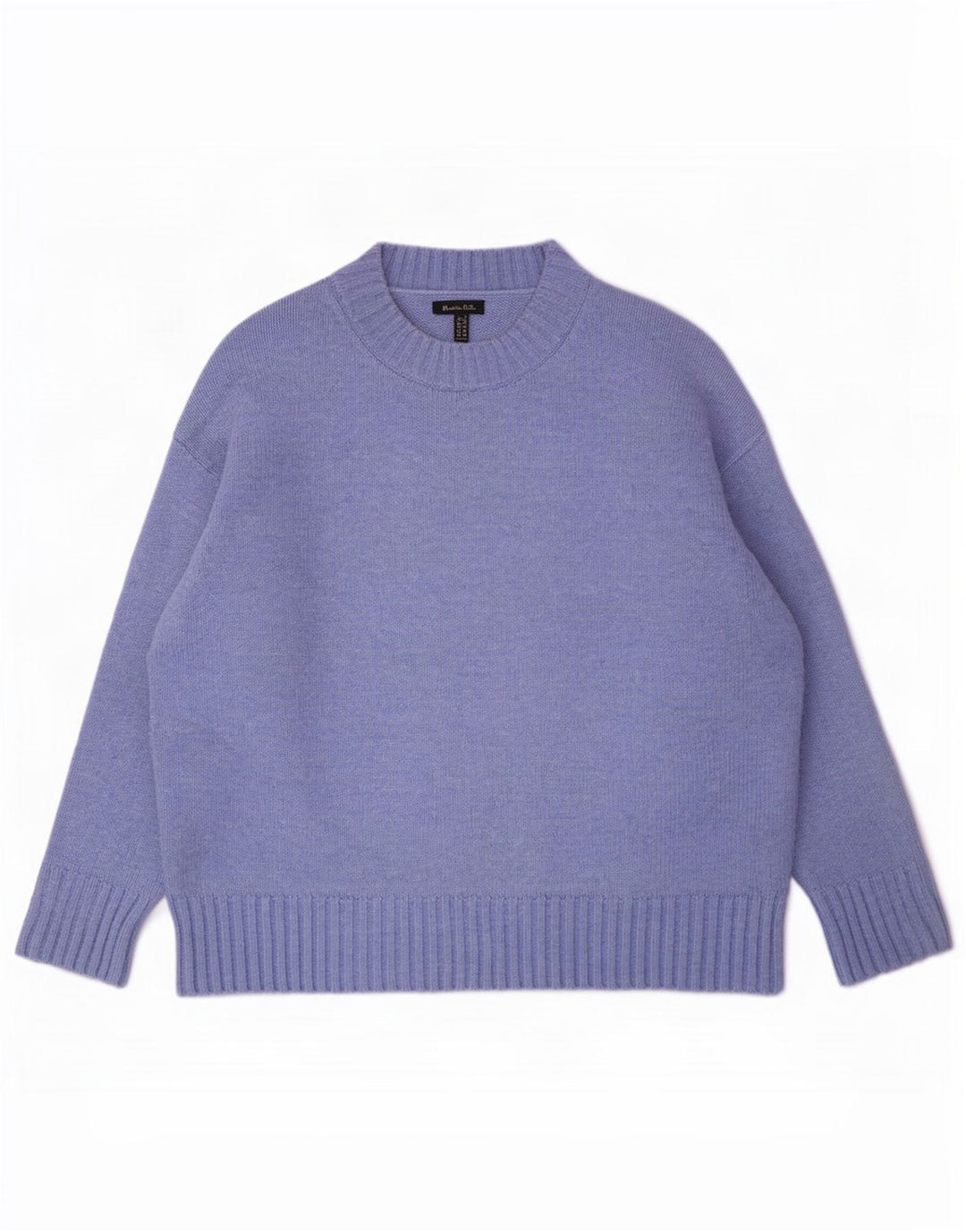 Massimo Dutti Womens Oversized Crew Neck Jumper Sweater UK 10 Small Blue