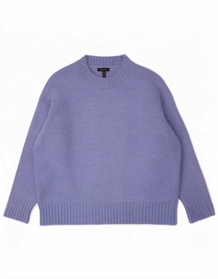 Massimo Dutti Womens Oversized Crew Neck Jumper Sweater UK 10 Small Blue