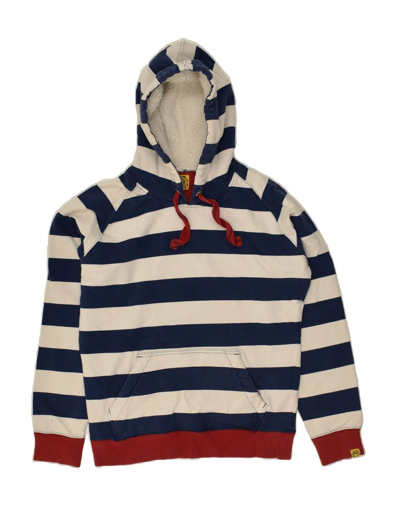 JOULES Womens Hoodie Jumper UK 12 Medium Navy Blue Striped Cotton | Vintage Joules | Thrift | Second-Hand Joules | Used Clothing | Messina Hembry 