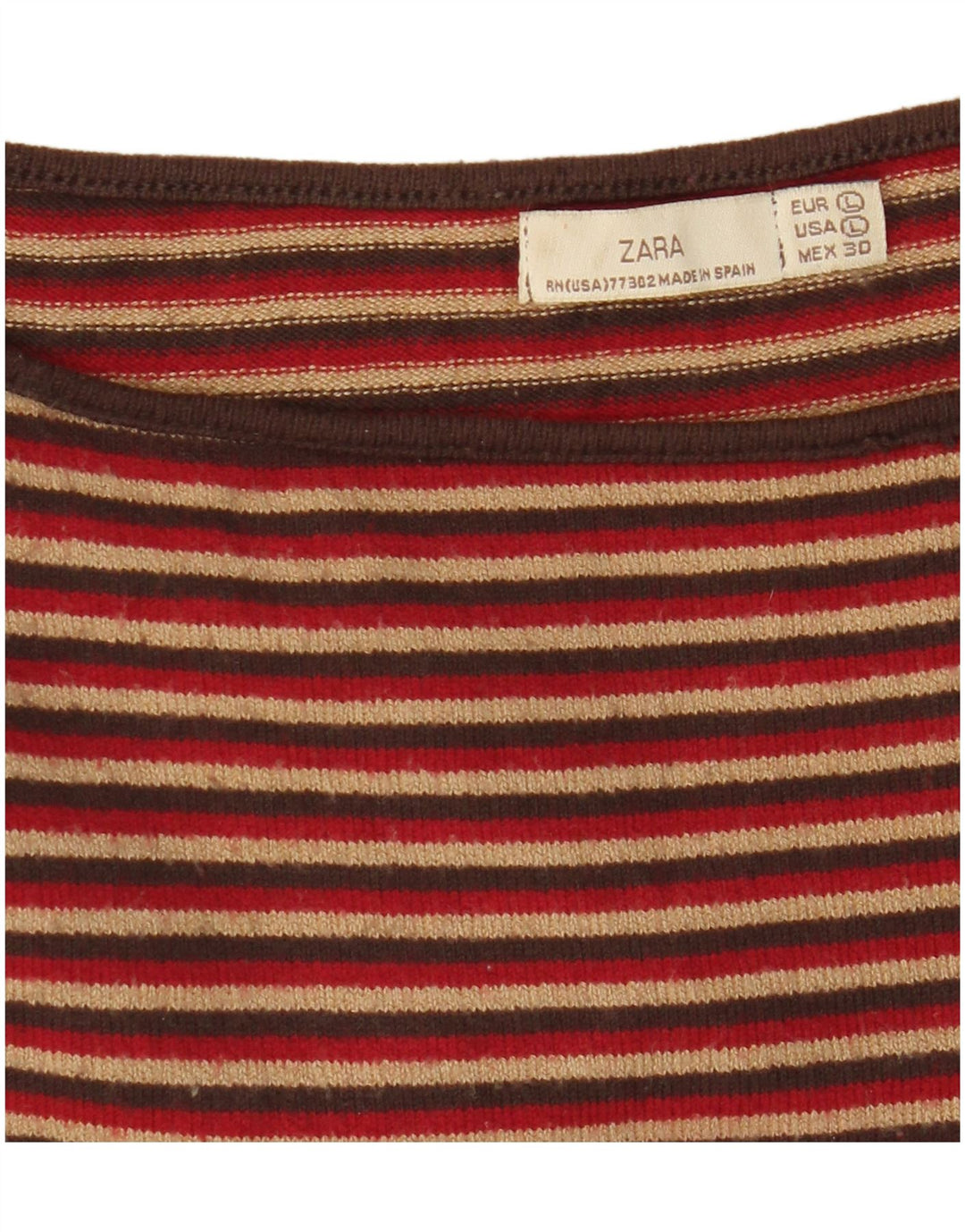 Zara Womens Top 3/4 Sleeve UK 14 Large Multicoloured Striped
