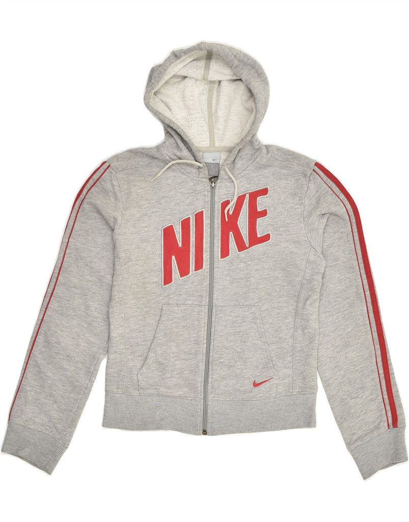 NIKE Girls Graphic Zip Hoodie Sweater 8-9 Years Grey | Vintage Nike | Thrift | Second-Hand Nike | Used Clothing | Messina Hembry 