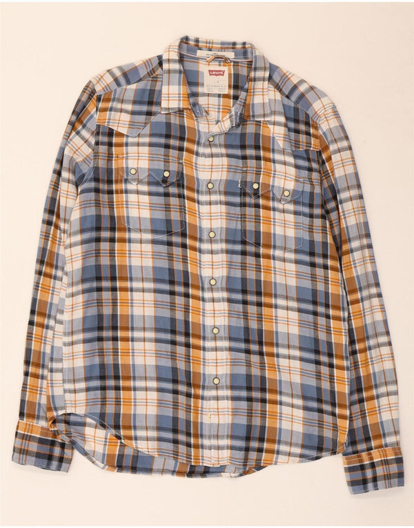 Levi's Mens Slim Fit Flannel Shirt Large Multicoloured Check Cotton