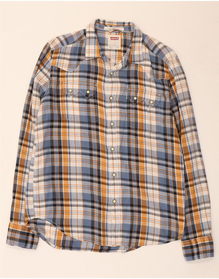 Levi's Mens Slim Fit Flannel Shirt Large Multicoloured Check Cotton