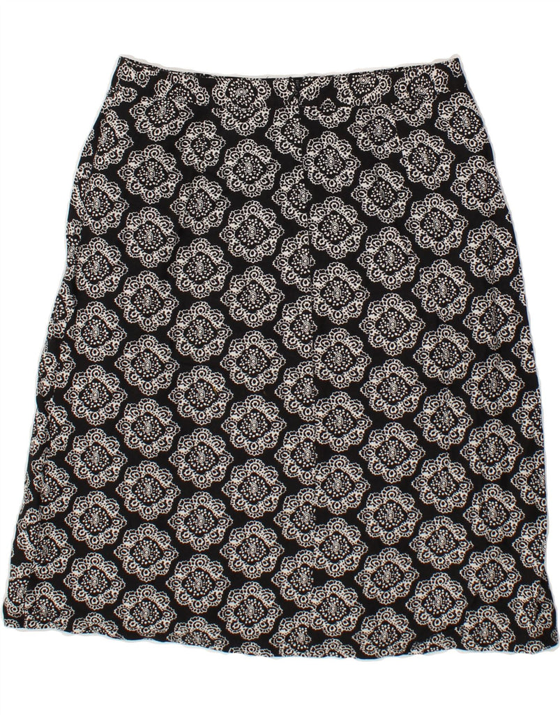 LAURA ASHLEY Womens Midi Skirt UK 8 Small W28  Navy Blue Ikat Linen Vintage Laura Ashley and Second-Hand Laura Ashley from Messina Hembry 