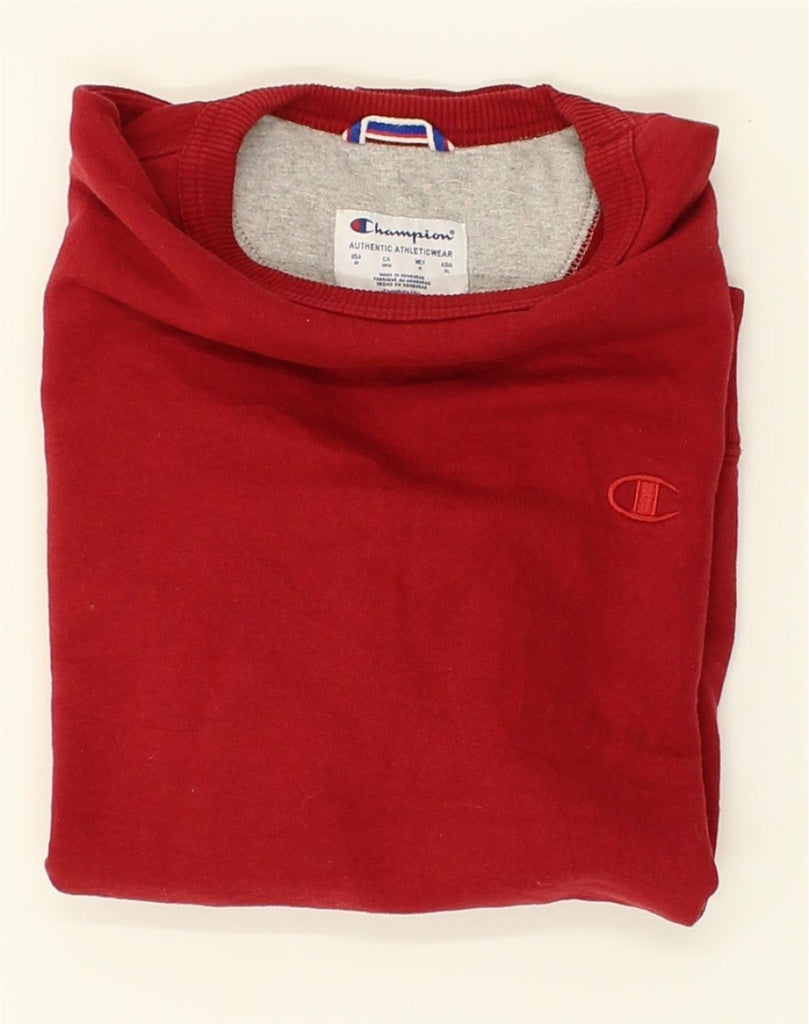 CHAMPION Mens Sweatshirt Jumper Medium Red Cotton | Vintage Champion | Thrift | Second-Hand Champion | Used Clothing | Messina Hembry 