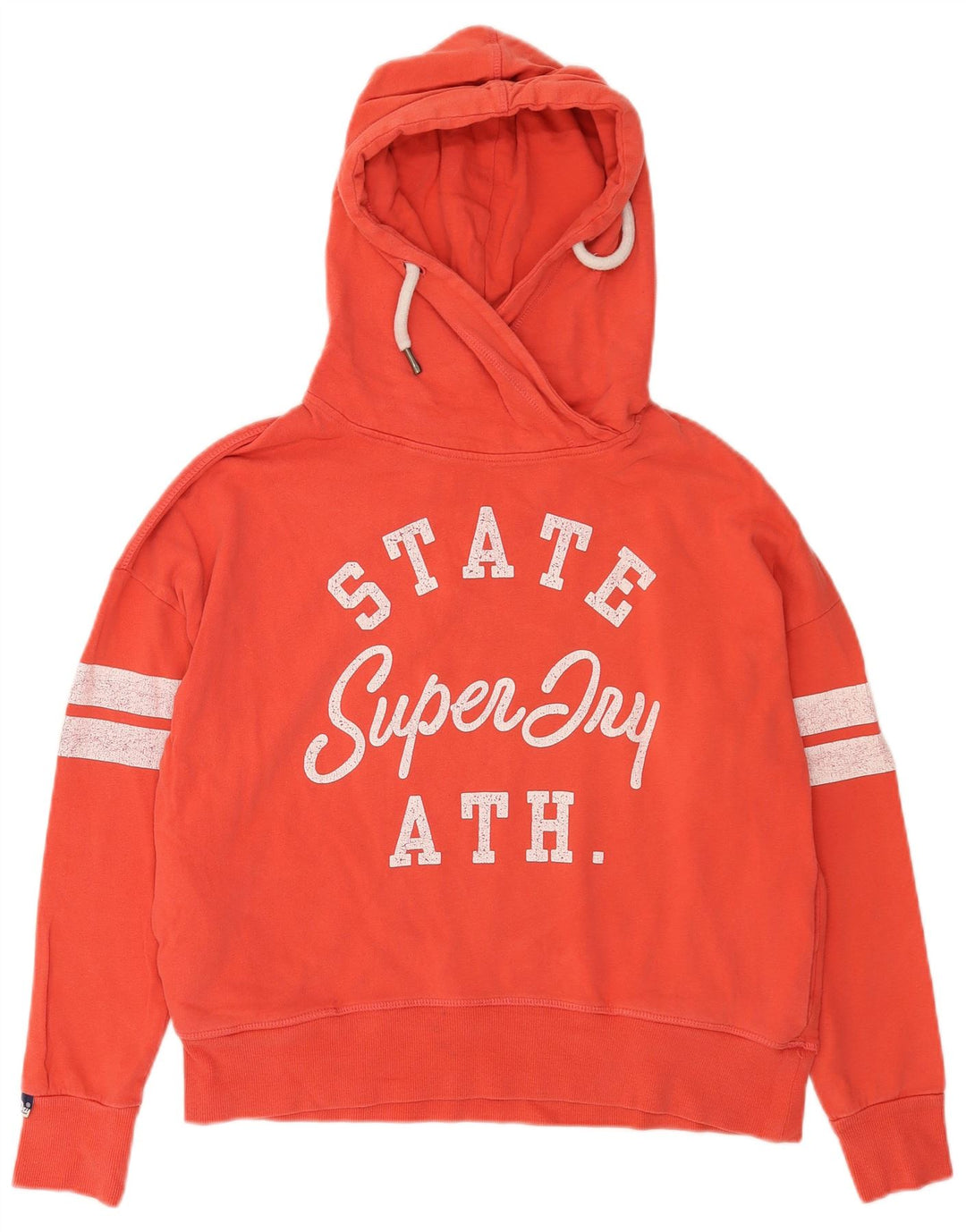 Superdry Womens Graphic Oversized Hoodie Jumper UK 14 Medium Red Cotton