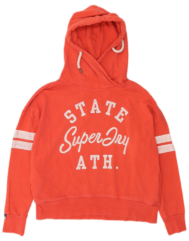 Superdry Womens Graphic Oversized Hoodie Jumper UK 14 Medium Red Cotton