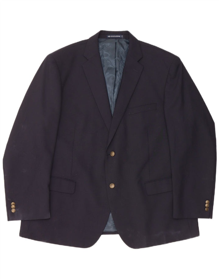 Dockers Mens 2 Button Blazer Jacket IT 50 Large Navy Blue Polyester