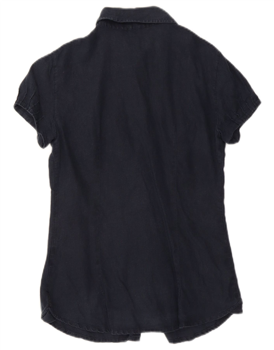 Armani Womens Short Sleeve Shirt UK 10 Small Navy Blue