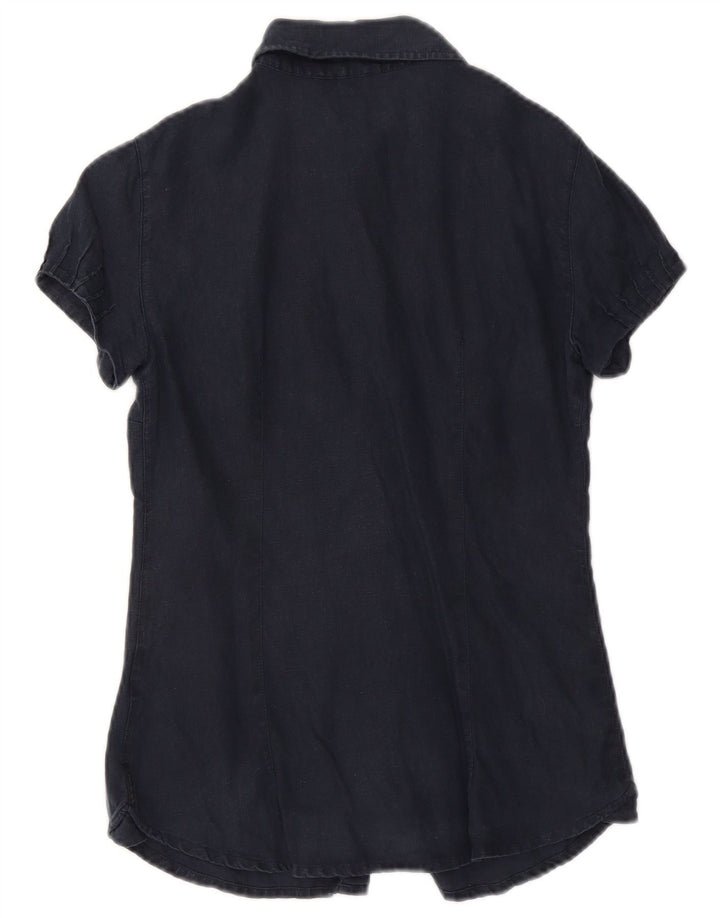 Armani Womens Short Sleeve Shirt UK 10 Small Navy Blue