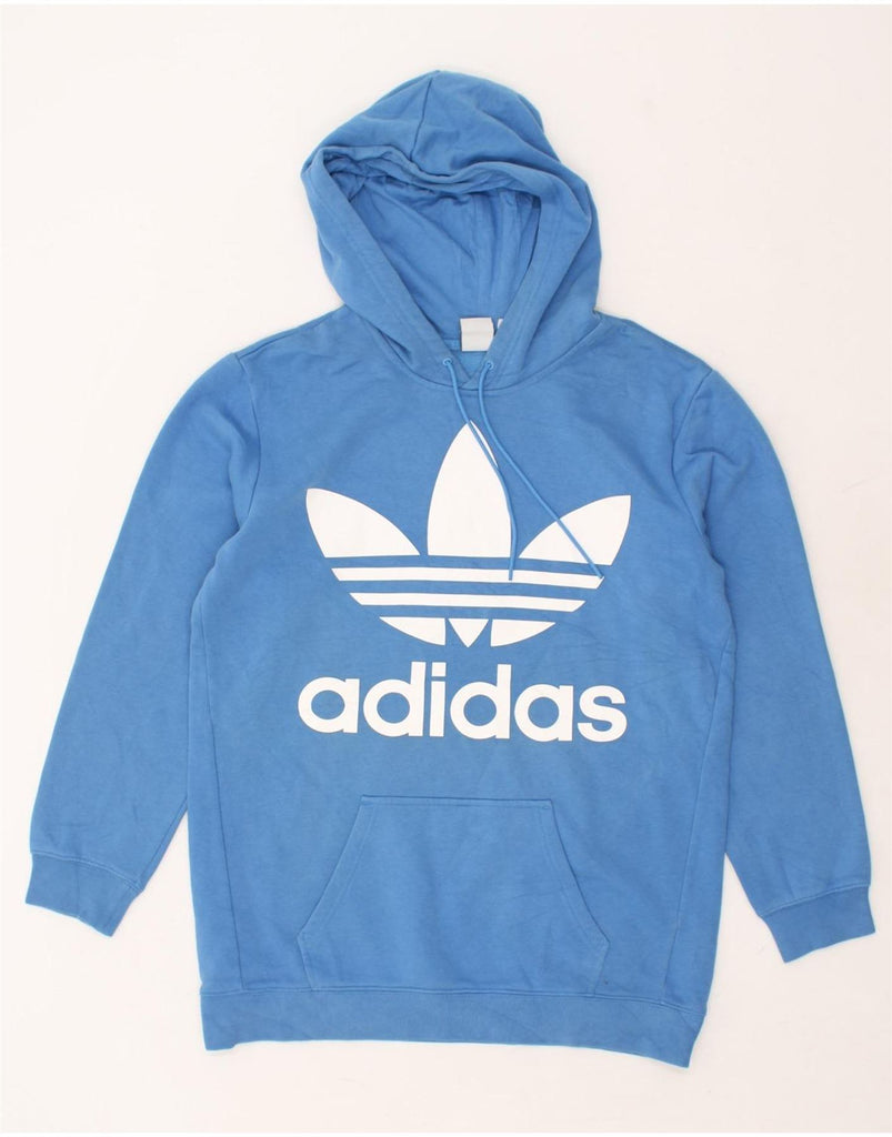 ADIDAS Womens Graphic Hoodie Jumper UK 8 Small Blue Cotton | Vintage Adidas | Thrift | Second-Hand Adidas | Used Clothing | Messina Hembry 