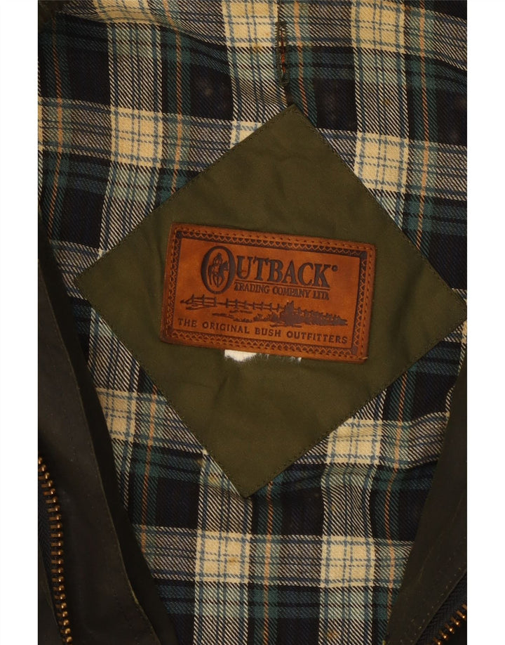 OUTBACK Mens Waxed Cotton Jacket UK 40 Large Khaki