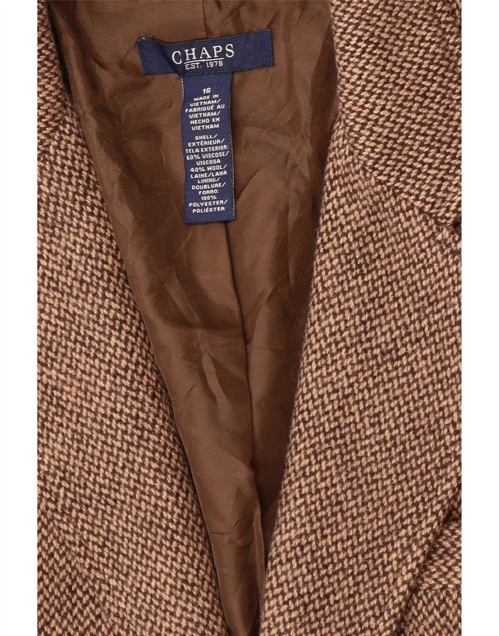 Chaps Womens 2 Button Blazer Jacket US 16 2XL Brown Viscose