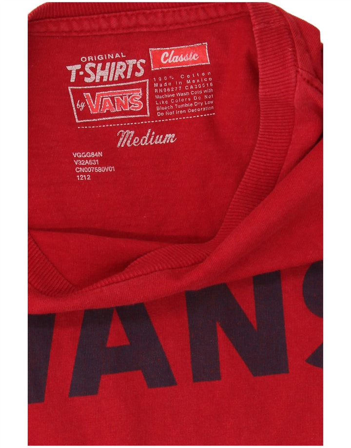 Vans Mens Classic Graphic T-Shirt Top Medium Red Cotton
