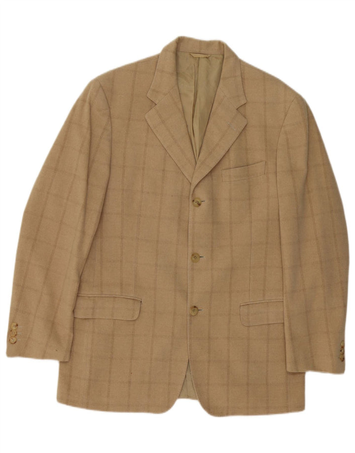 CERRUTI 1881 Mens 3 Button Blazer Jacket UK 38 Medium Beige Check