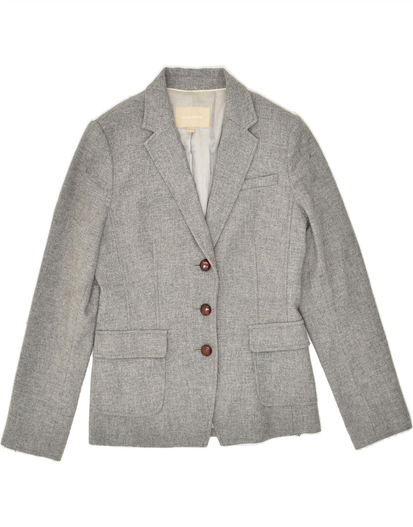 BANANA REPUBLIC Womens 3 Button Blazer Jacket US 6 Medium Grey Wool | Vintage Banana Republic | Thrift | Second-Hand Banana Republic | Used Clothing | Messina Hembry 