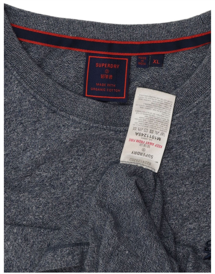 SUPERDRY Mens T-Shirt Top XL Navy Blue Flecked Cotton