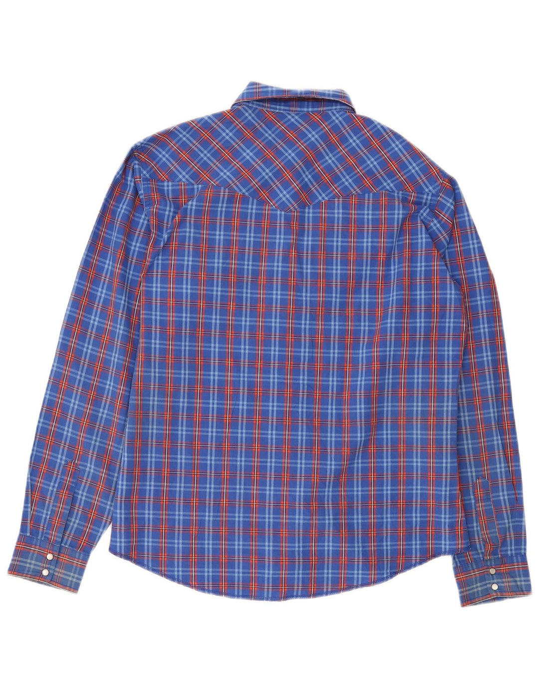 WRANGLER Boys Shirt 15-16 Years 2XL Blue Plaid Cotton
