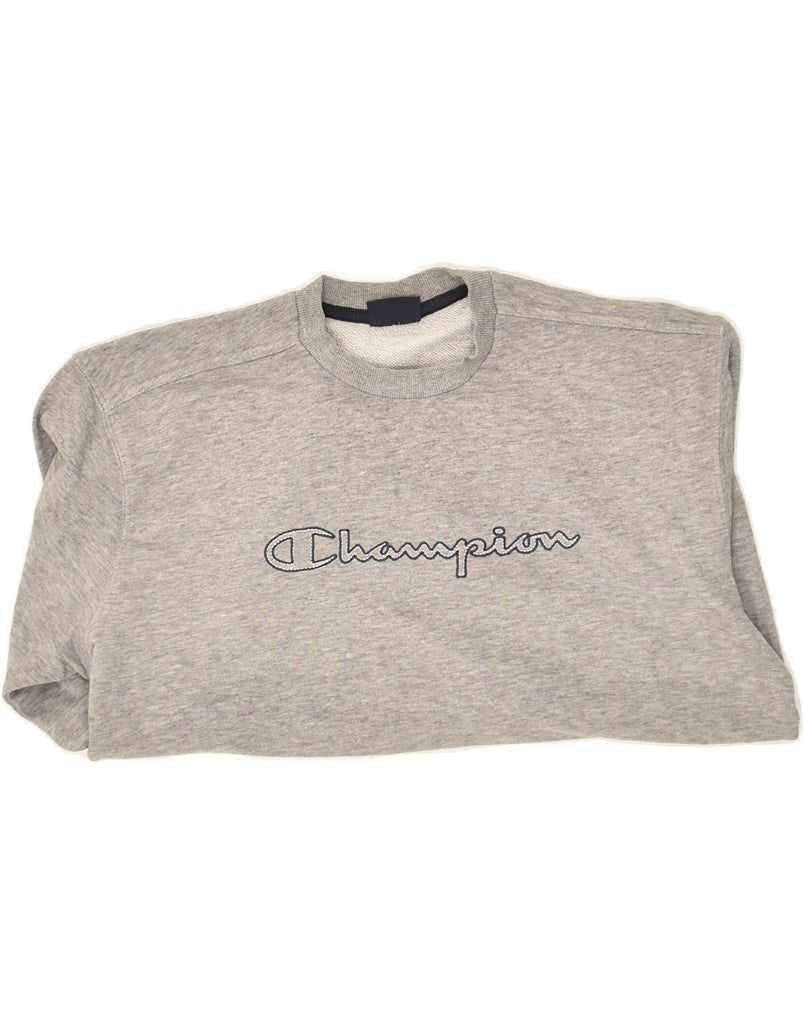 CHAMPION Mens Graphic Sweatshirt Jumper XL Grey Cotton | Vintage Champion | Thrift | Second-Hand Champion | Used Clothing | Messina Hembry 