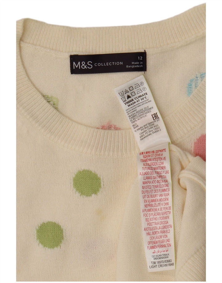 Marks & Spencer Womens Crew Neck Jumper Sweater UK 12 Medium Off White