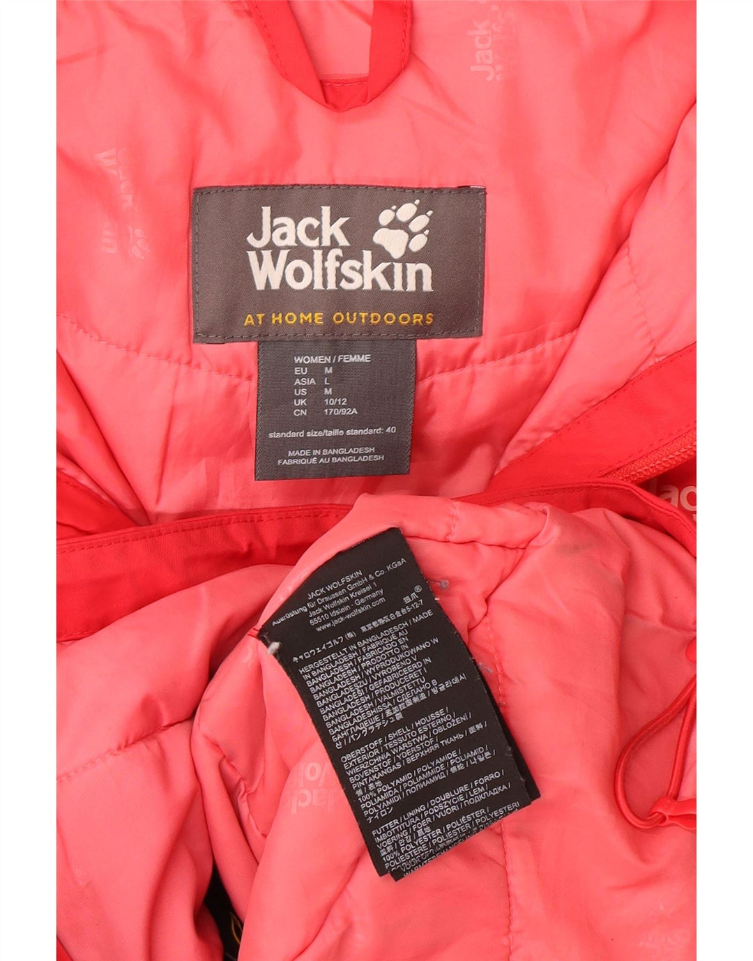 JACK WOLFSKIN Womens Hooded Windbreaker Jacket UK 10/12 Medium Red