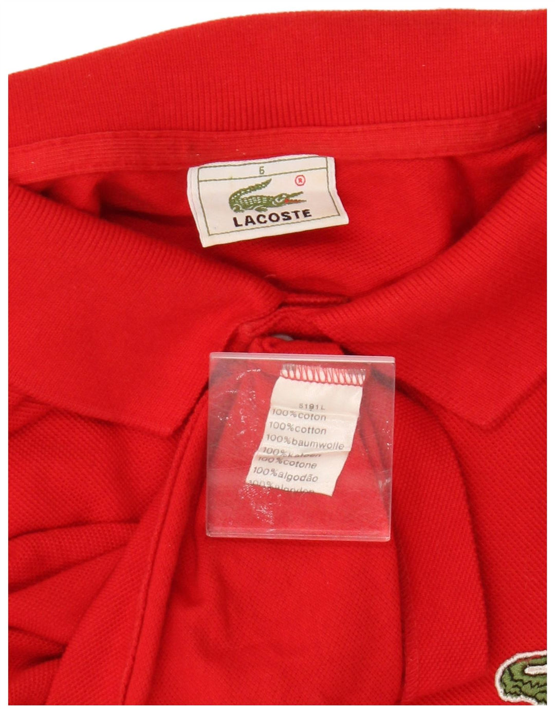 Lacoste Mens Long Sleeve Polo Shirt Size 6 XL Red Cotton