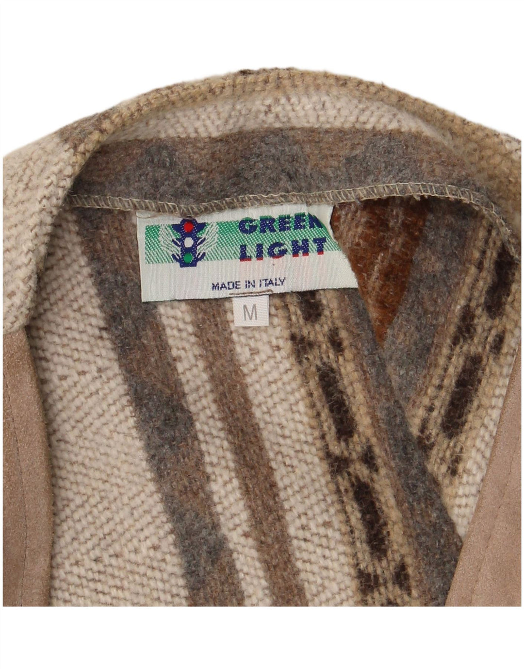 Vintage Mens Utility Gilet UK 38 Medium Grey Geometric Wool