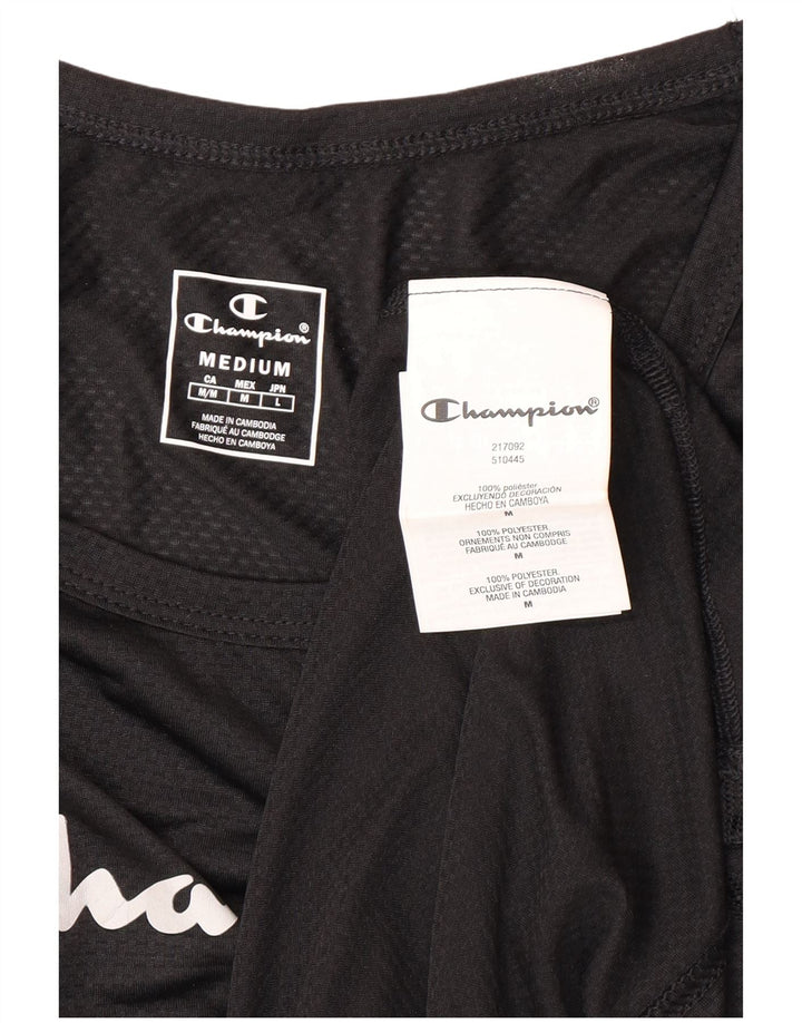 CHAMPION Mens Graphic Vest Top Medium Black Polyester