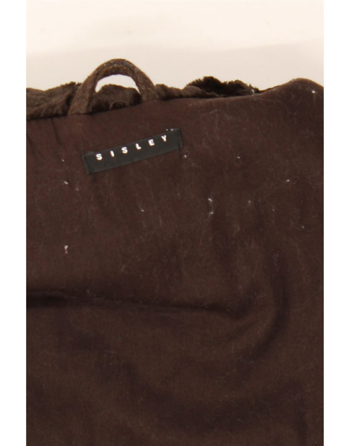 Sisley Mens Pea Coat IT 50 Large Brown Striped