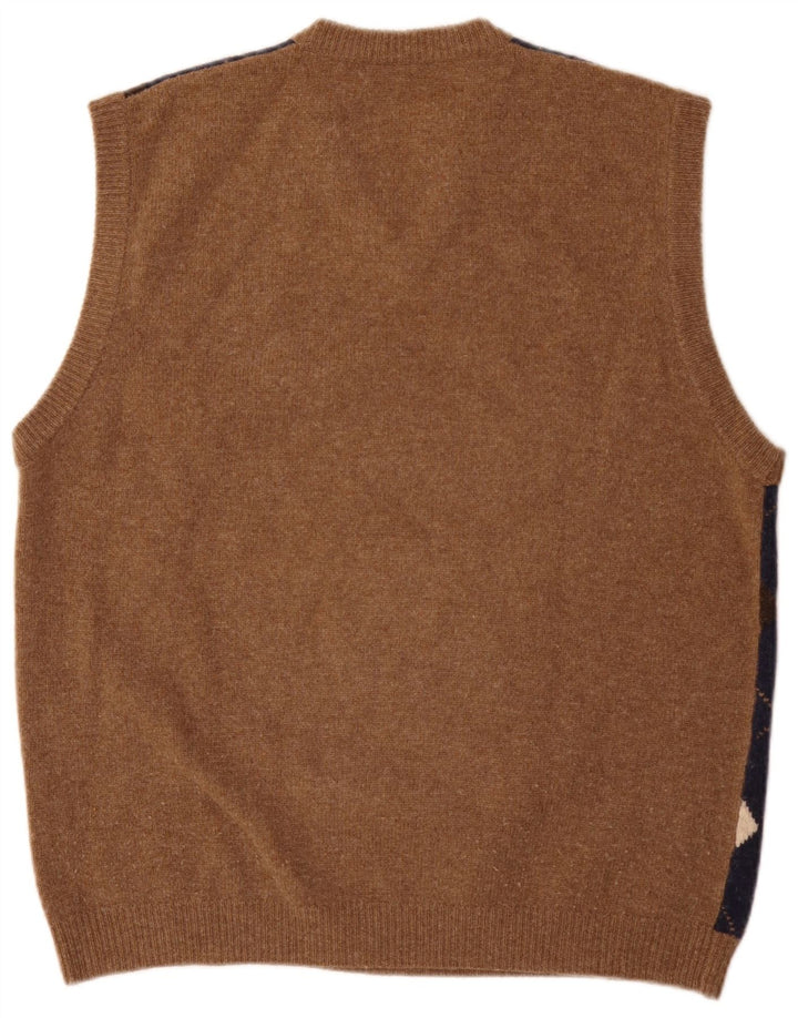 Aquascutum Mens Vest Tank Top Medium Beige Argyle/Diamond Wool