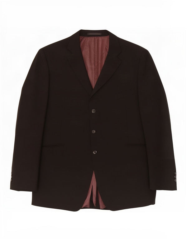 Marks & Spencer Mens 3 Button Blazer Jacket UK 50 3XL Black Polyester