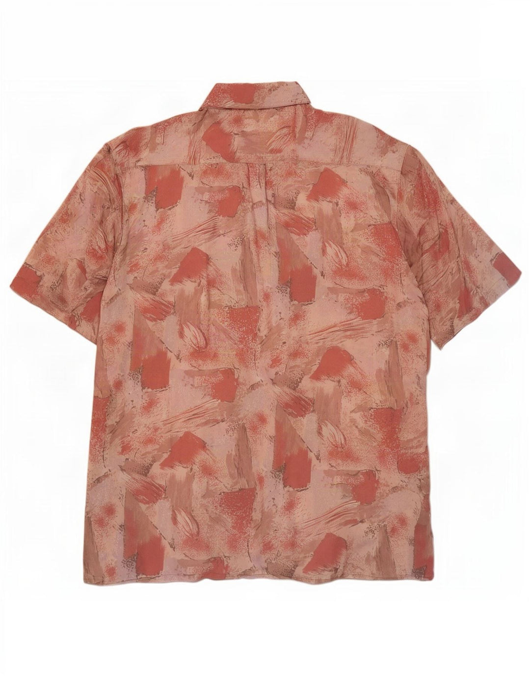Vintage Mens Abstract Pattern Short Sleeve Shirt Medium Pink Viscose