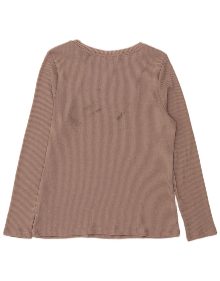 Marks & Spencer Womens Top Long Sleeve UK 14 Medium Beige Polyester