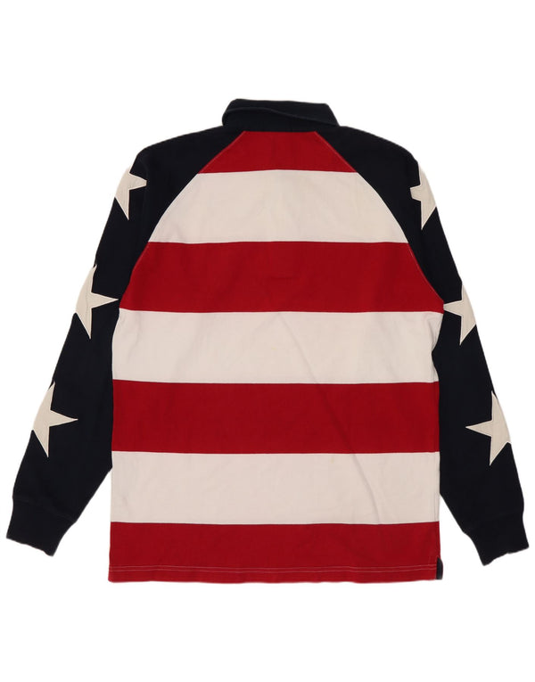 Gant Mens Graphic Long Sleeve Rugby Polo Shirt Small Red Striped Cotton