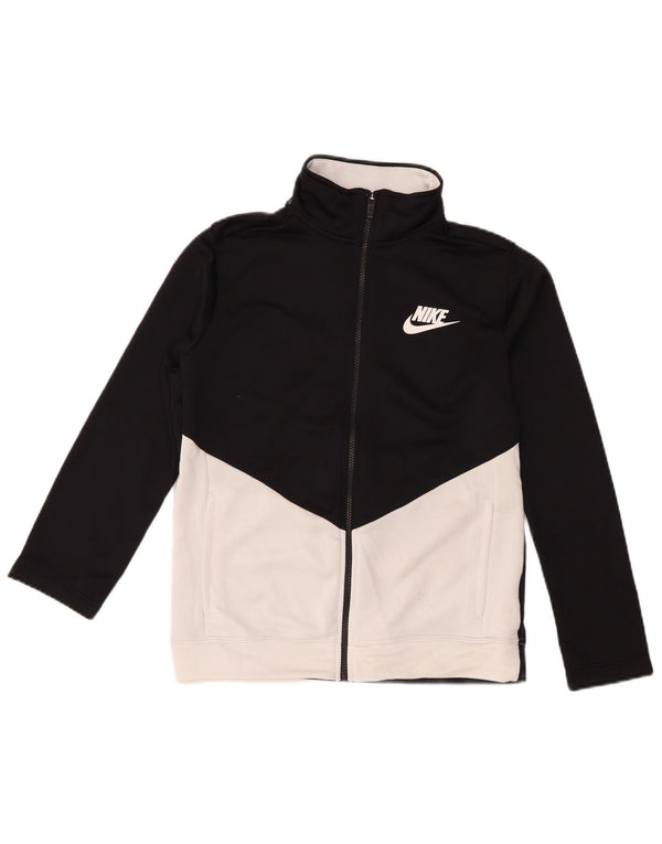 Nike Boys Tracksuit Top Jacket 12-13 Years Large Black Colourblock