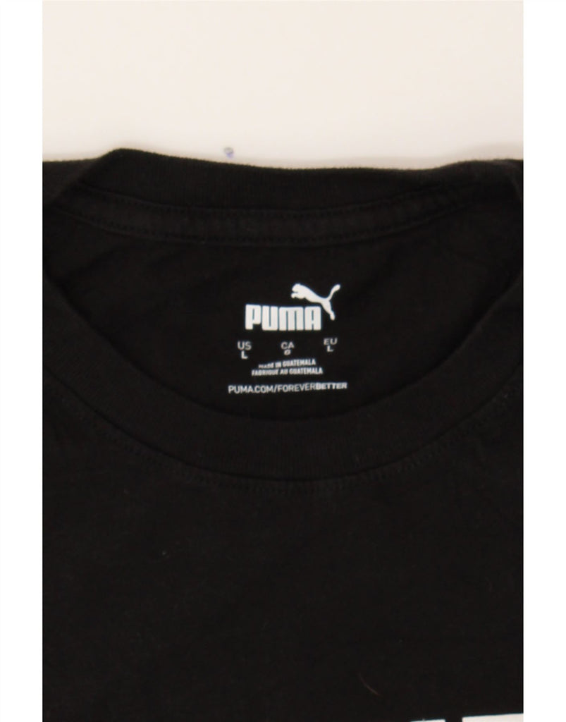 PUMA Mens Graphic T-Shirt Top Large Black Cotton Vintage Puma and Second-Hand Puma from Messina Hembry 