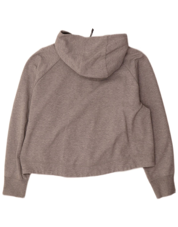 Nike Womens Crop Zip Hoodie Sweater UK 16 Large Grey Cotton