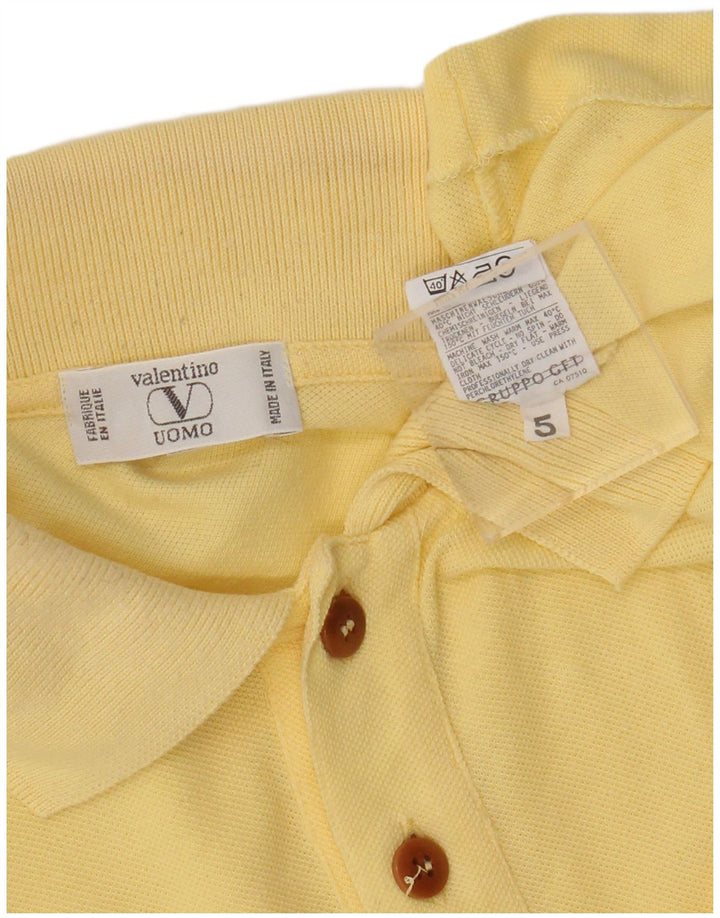 Valentino Mens Polo Shirt Large Yellow Cotton