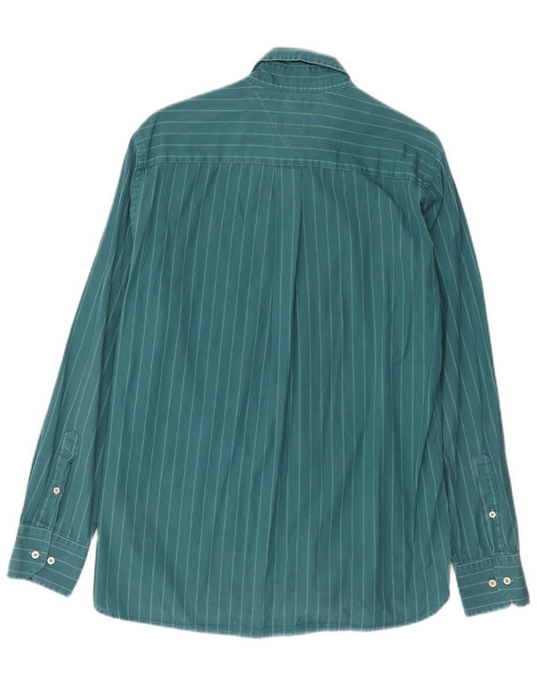Tommy Hilfiger Mens Custom Fit Shirt Size 15 1/2 16 Medium Green Striped