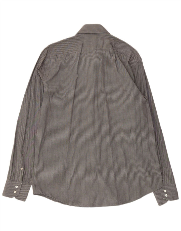 Hugo Boss Mens Regular Fit Shirt Size 44 17 1/2 XL Grey Check Cotton