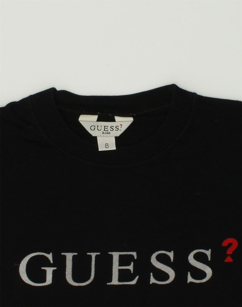 GUESS Boys Graphic T-Shirt Top 7-8 Years Black Cotton | Vintage Guess | Thrift | Second-Hand Guess | Used Clothing | Messina Hembry 