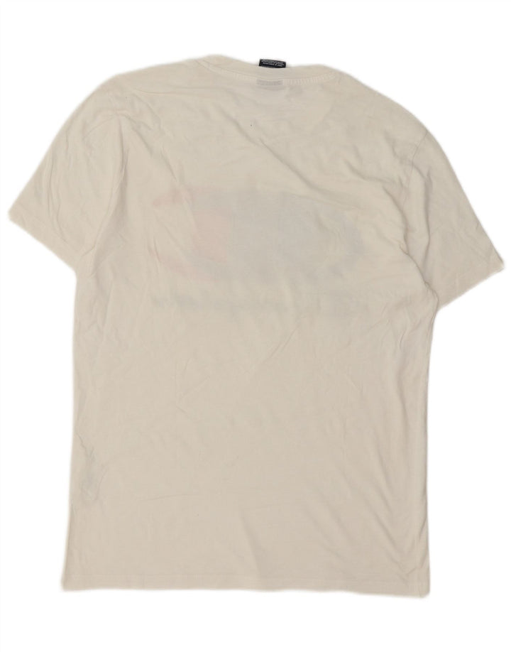Champion Mens Graphic T-Shirt Top Medium White Cotton