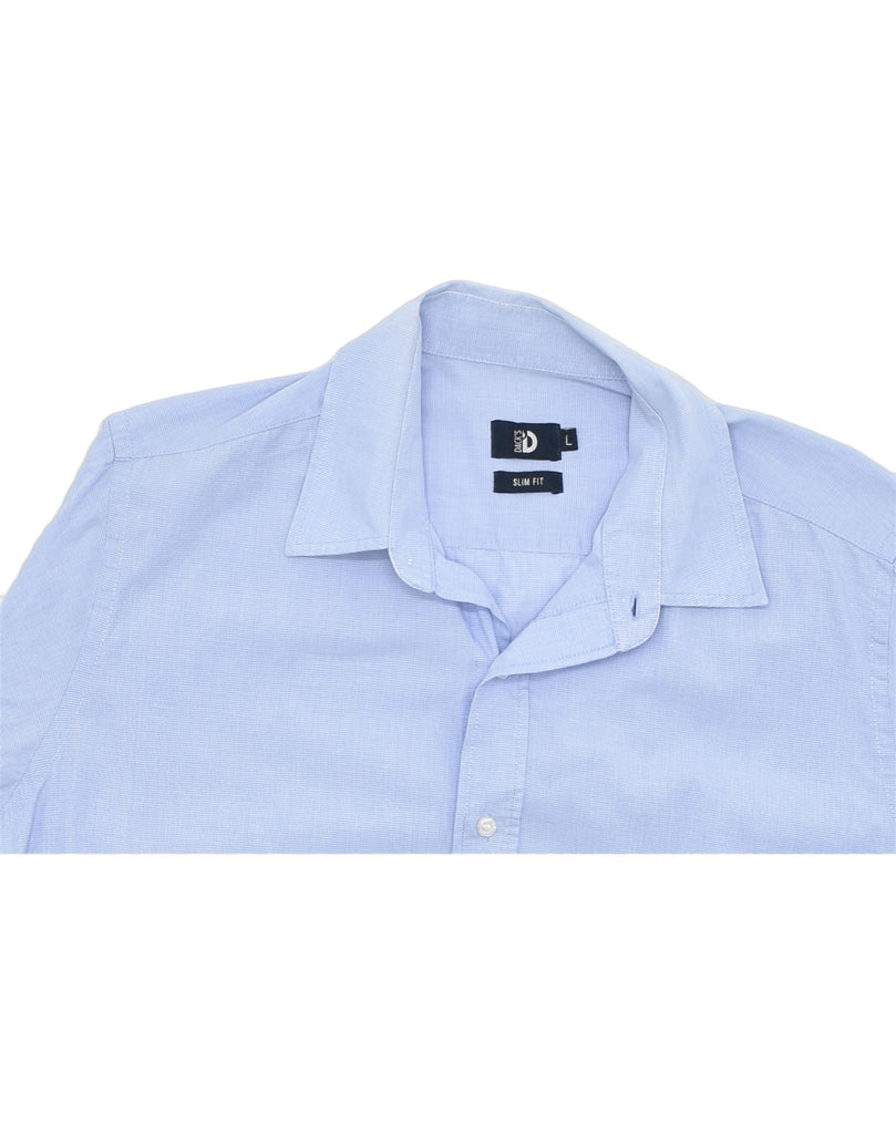 DACK'S Mens Slim Fit Shirt Large Blue Cotton | Vintage | Thrift | Second-Hand | Used Clothing | Messina Hembry 