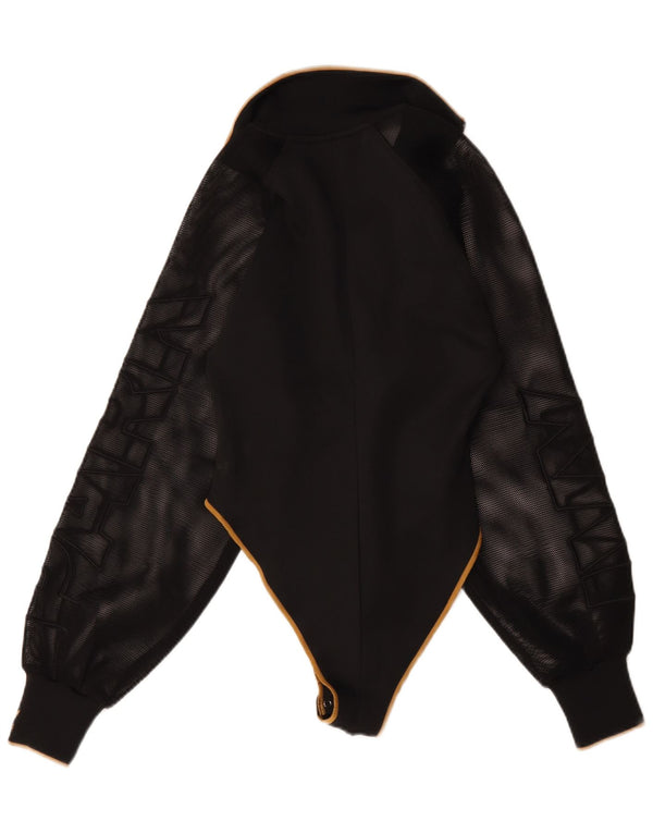 Adidas Womens Ivy Park Long Sleeve Bodysuit UK 10 Small Black Polyester