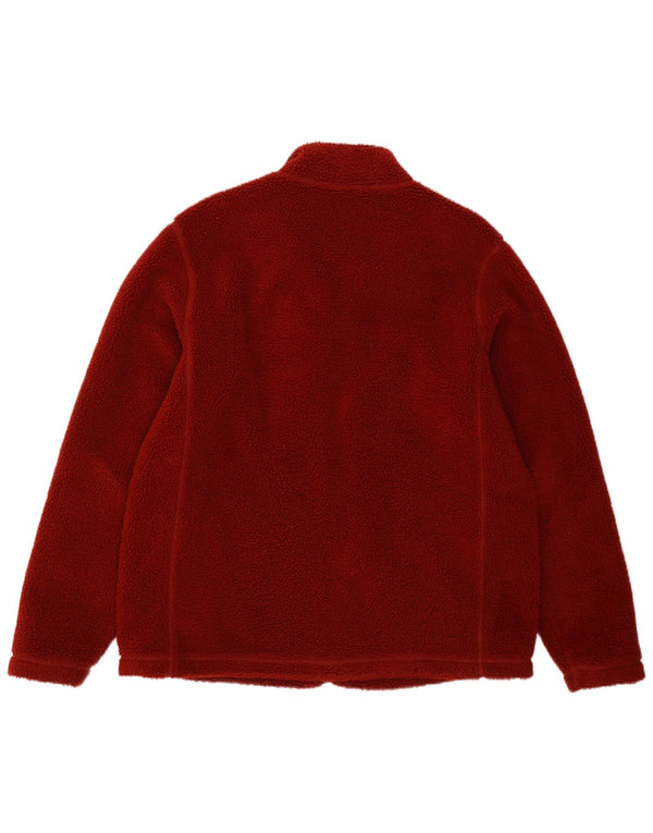 Lands End Mens Fleece Jacket UK 38/40 Medium Red Polyester