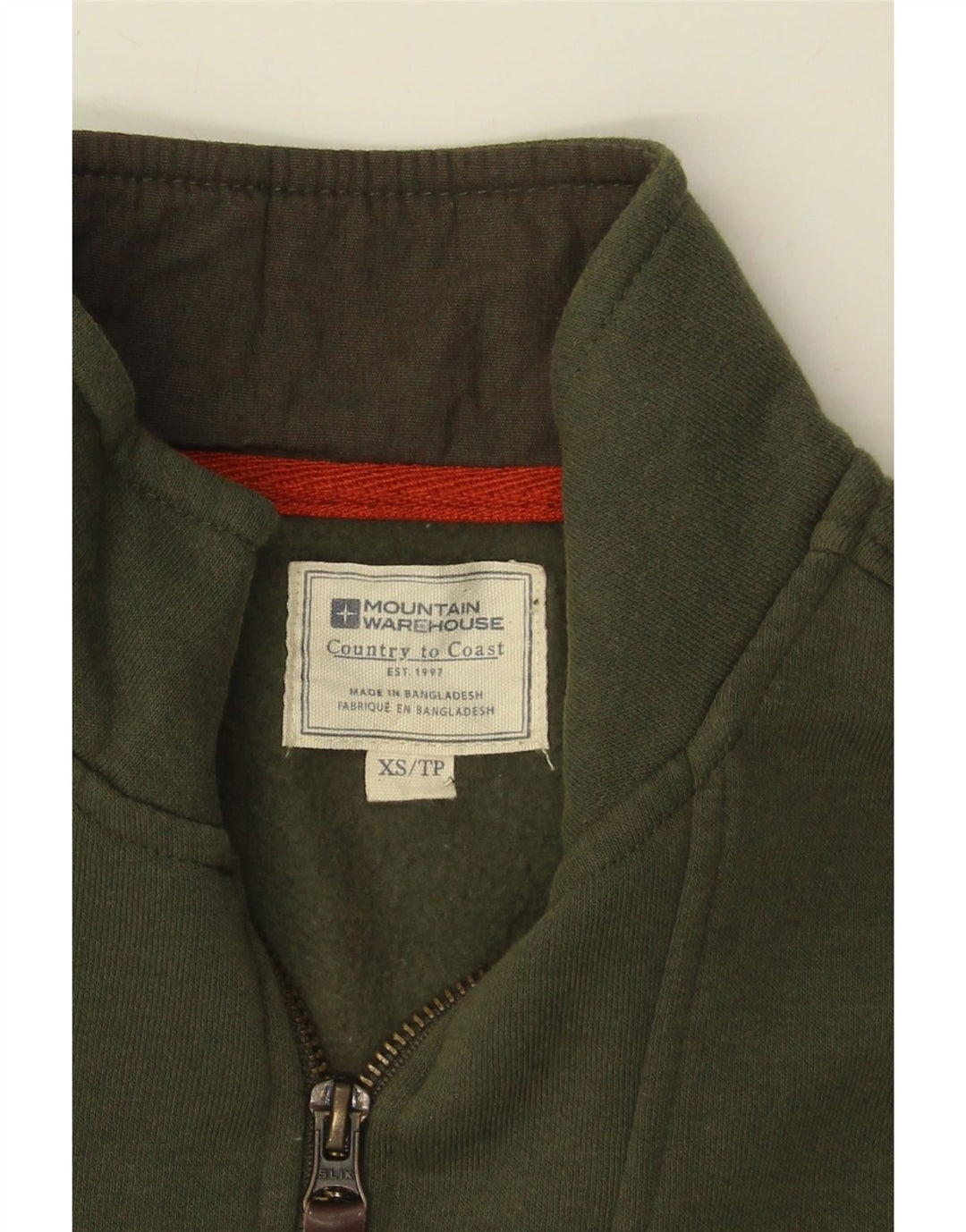 MOUNTAIN WAREHOUSE Mens Zip Neck Sweatshirt Jumper XS Khaki Cotton Vintage Mountain Warehouse and Second-Hand Mountain Warehouse from Messina Hembry 