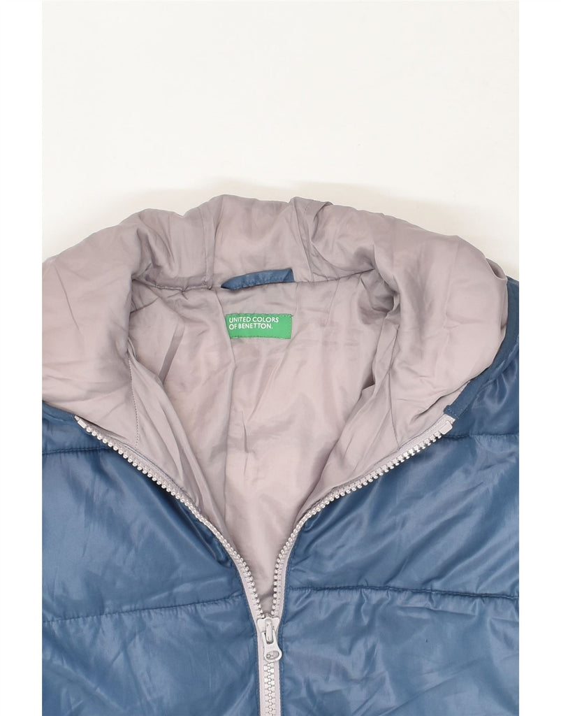 BENETTON Girls Hooded Padded Jacket 11-12 Years 2XL Blue Polyester | Vintage Benetton | Thrift | Second-Hand Benetton | Used Clothing | Messina Hembry 