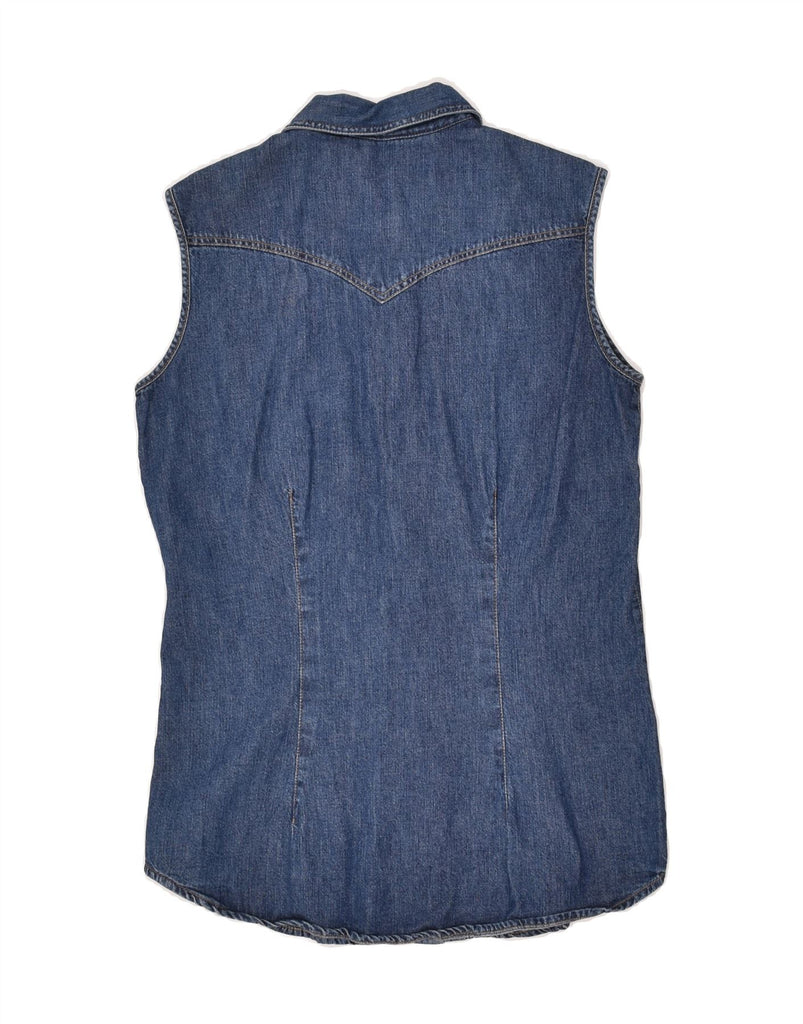 BENETTON Womens Sleeveless Denim Shirt UK 6 XS  Blue Vintage Benetton and Second-Hand Benetton from Messina Hembry 