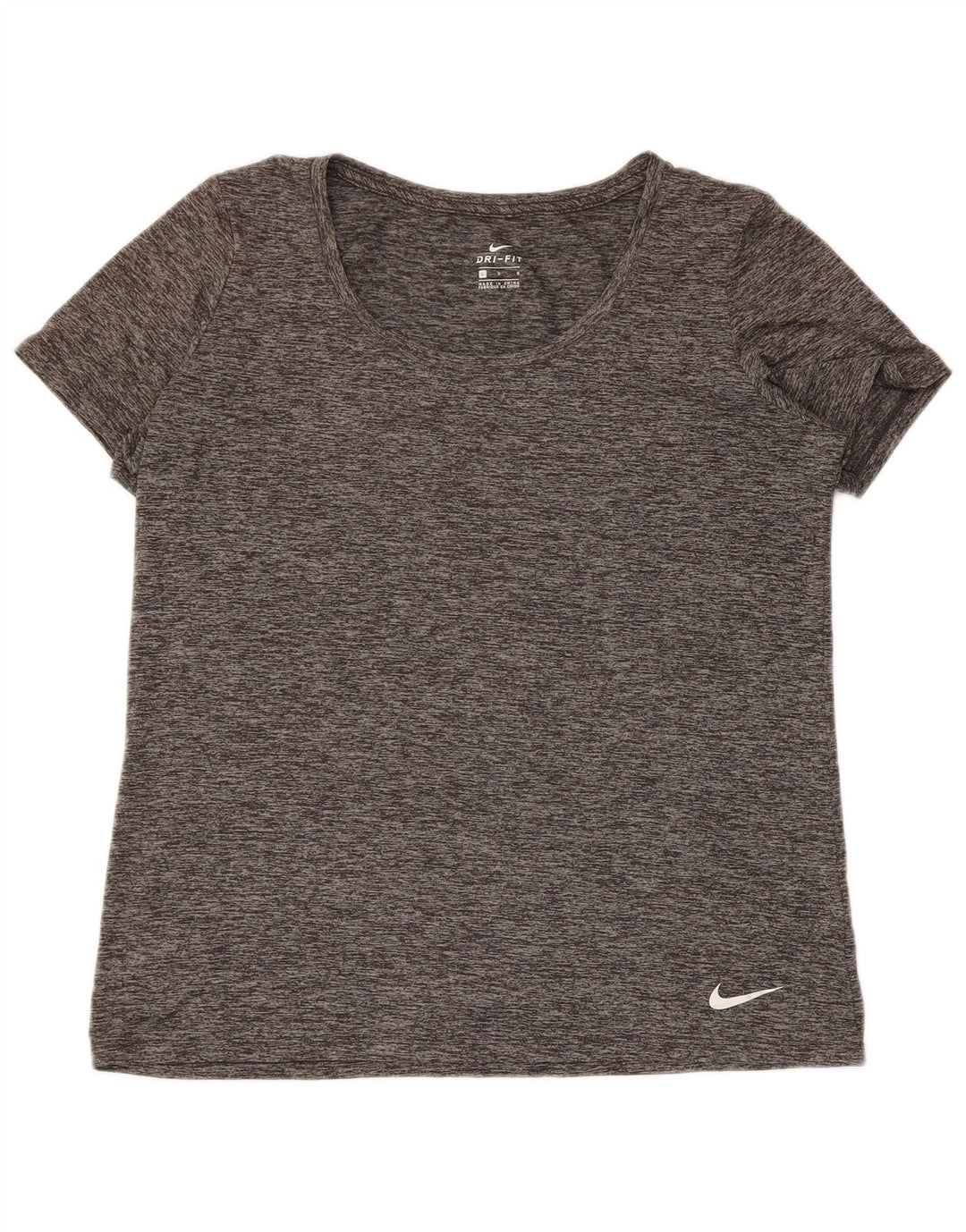Nike Womens Dri Fit T-Shirt Top UK 16 Large Grey Flecked Polyester